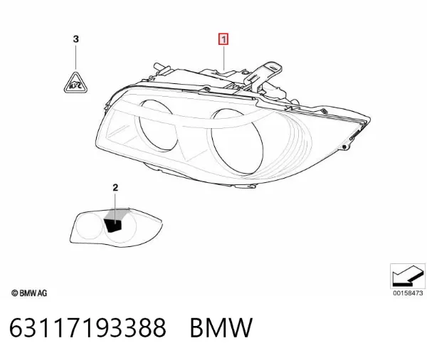 Faro derecho 63117193388 BMW