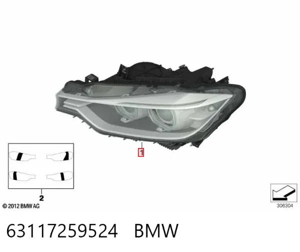 Faro derecho 63117259524 BMW