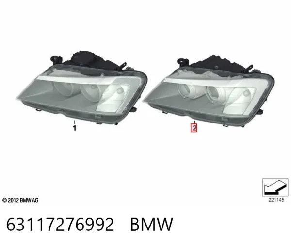 Faro derecho 63117276992 BMW