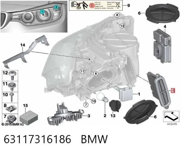 Módulo de iluminación 63117316186 BMW