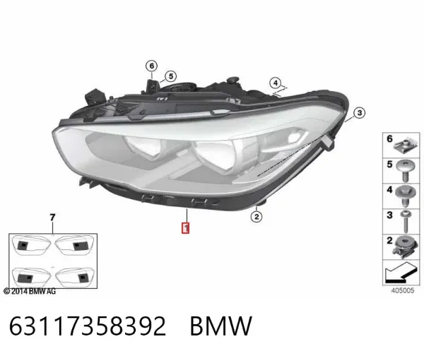 Faro derecho 63117358392 BMW