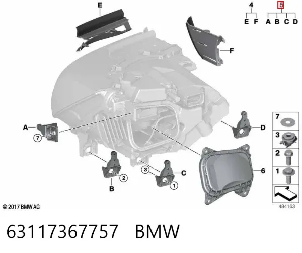 Soporte de montaje del faro delantero 63117367757 BMW
