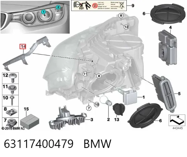 Soporte de fijación del faro delantero izquierdo 63117400479 BMW