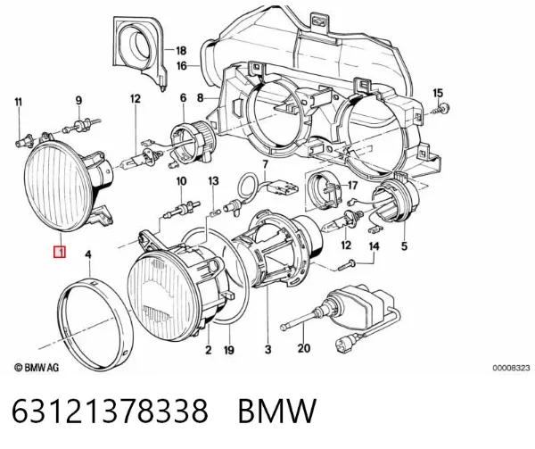 Faro derecho interior 63121378338 BMW