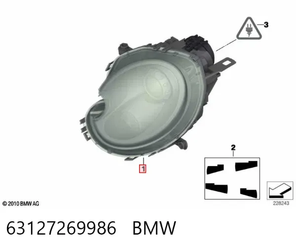 Faro derecho 63127269986 BMW