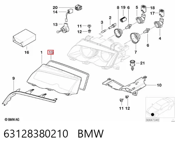 Sellador de vidrio de faro 63128380210 BMW