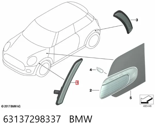 Reflector del parachoques delantero izquierdo 63137298337 BMW
