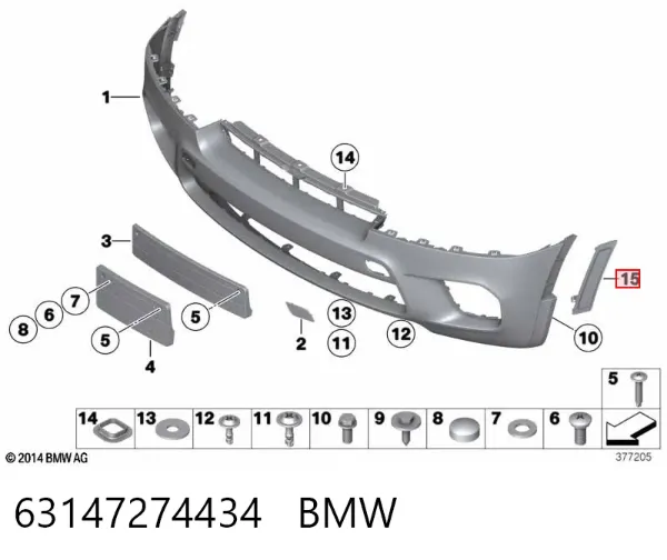 Luz intermitente en el parachoques 63147274434 BMW