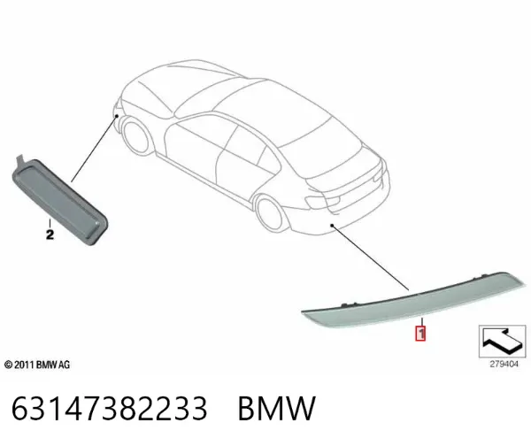 Reflector trasero izquierdo del parachoques 63147382233 BMW