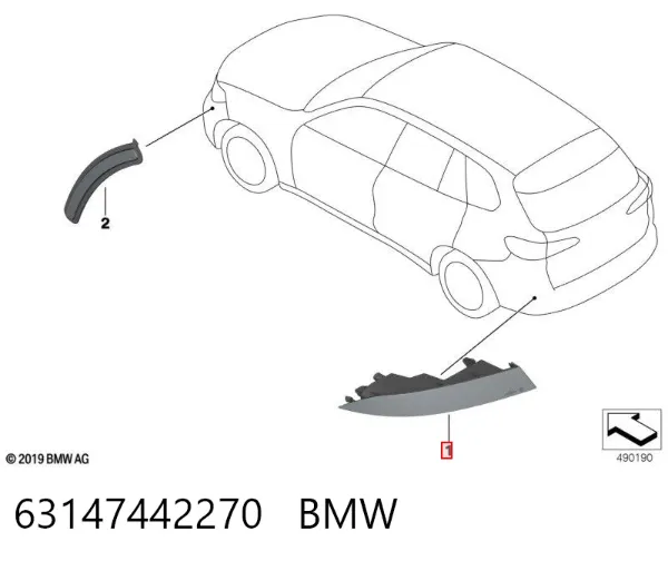 Reflector del parachoques trasero derecho 63147442270 BMW