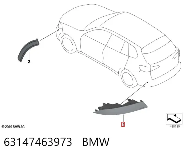 Reflector trasero izquierdo del parachoques 63147463973 BMW