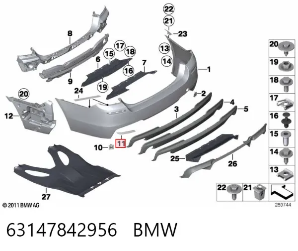 Reflector del parachoques trasero derecho 63147842956 BMW