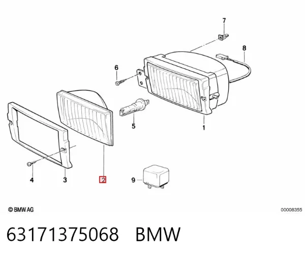 Cristal de faro antiniebla derecho 63171375068 BMW