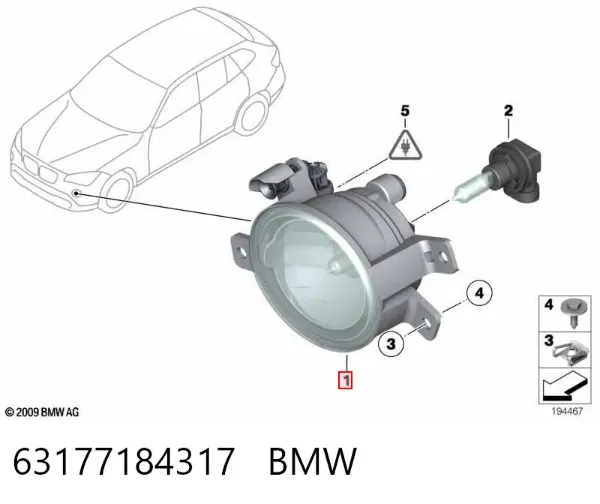 Luz antiniebla izquierdo 63177184317 BMW