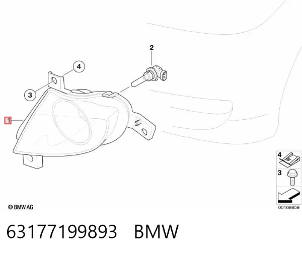 Luz antiniebla izquierdo 63177199893 BMW