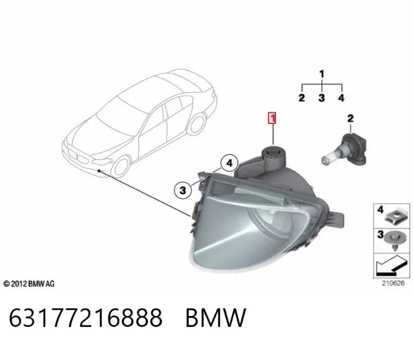 Faro antiniebla derecho 63177216888 BMW