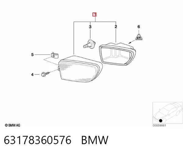 Faro antiniebla derecho 63178360576 BMW