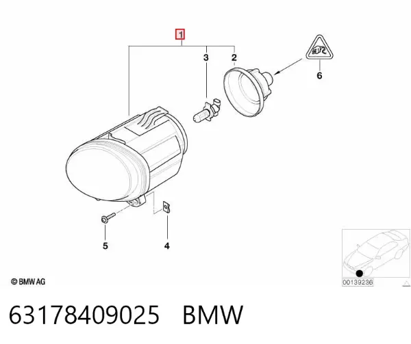 Luz antiniebla izquierdo 63178409025 BMW