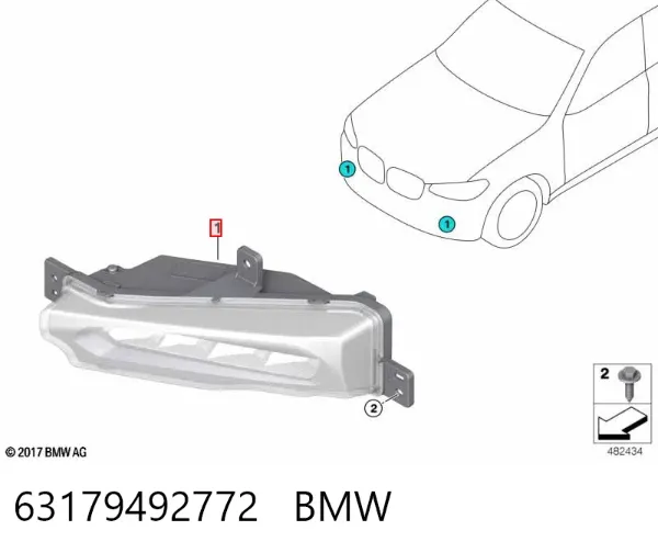 Faro antiniebla derecho 63179492772 BMW