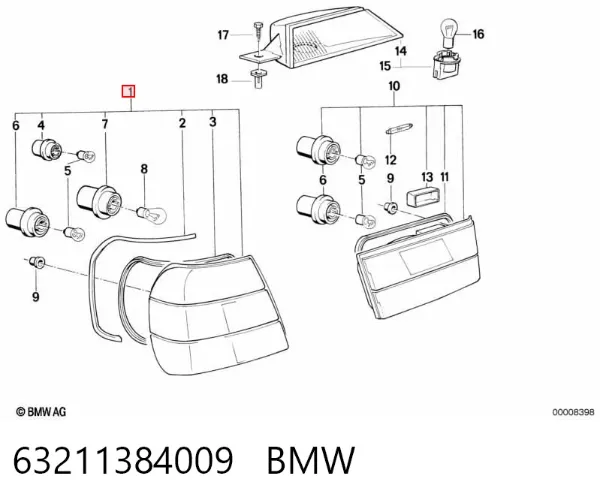 Piloto trasero exterior izquierdo 63211384009 BMW
