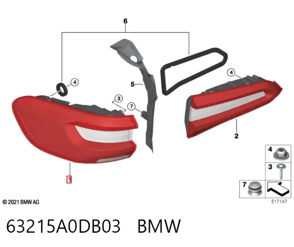 Piloto trasero exterior izquierdo 63215A0DB03 BMW