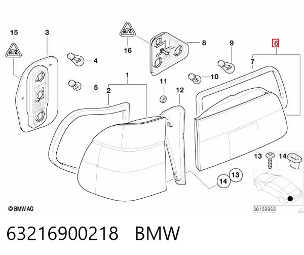 Piloto trasero interior derecho 63216900218 BMW