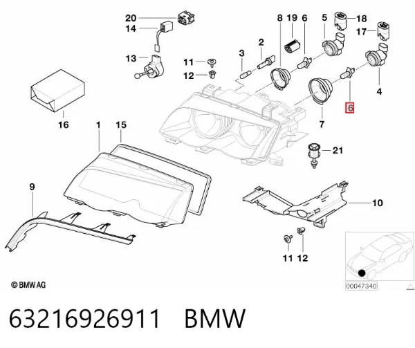 Lámpara halógena 63216926911 BMW