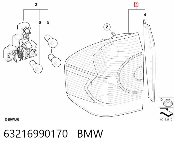 Piloto trasero exterior derecho 63216990170 BMW