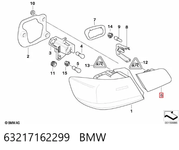 Piloto trasero interior izquierdo 63217162299 BMW