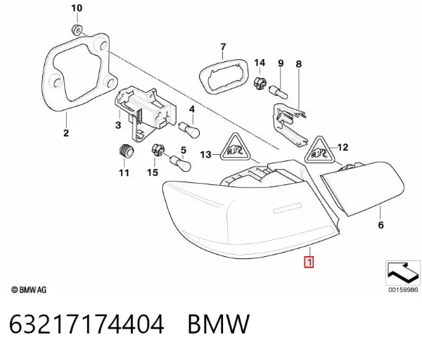Piloto trasero exterior derecho 63217174404 BMW