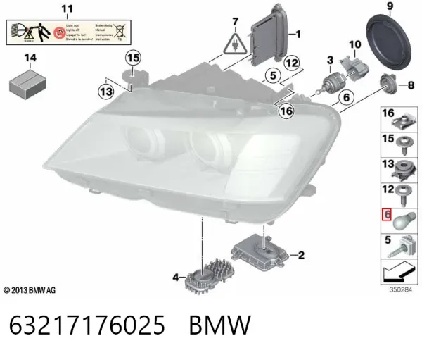 Bombilla de luz de posición delantera 63217176025 BMW