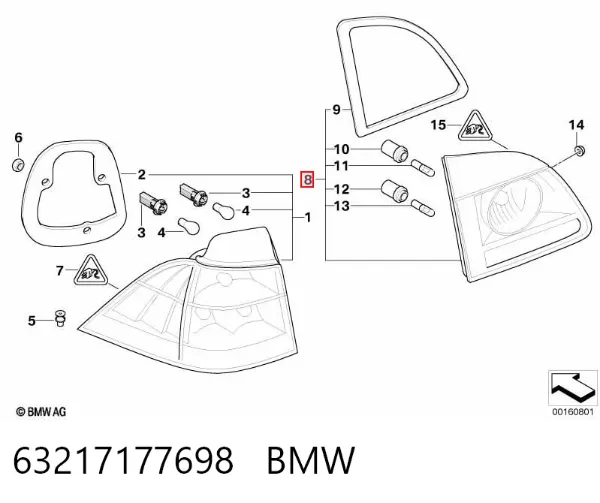 Piloto trasero interior derecho 63217177698 BMW