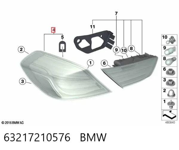 Piloto trasero exterior derecho 63217210576 BMW