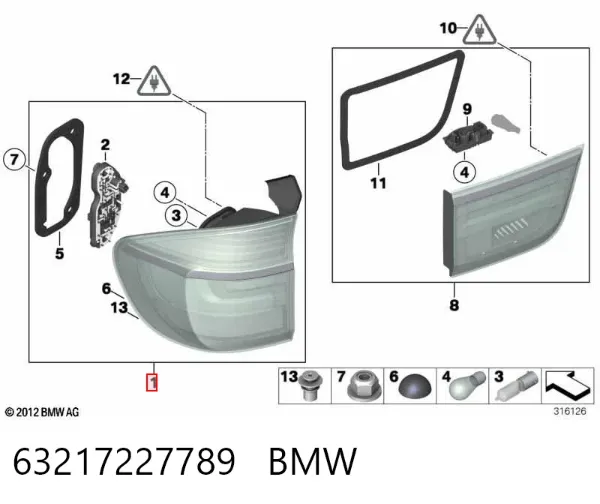 Piloto trasero exterior izquierdo 63217227789 BMW