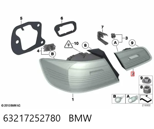 Piloto trasero interior derecho 63217252780 BMW