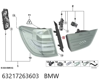 Moldura izquierda del parachoques trasero BMW 63217263603