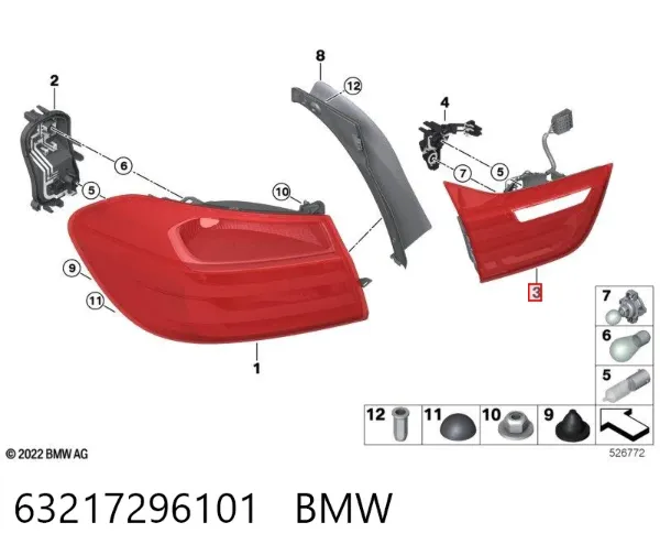 Piloto trasero interior izquierdo 63217296101 BMW