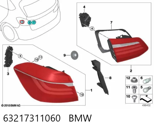 Piloto trasero exterior derecho 63217311060 BMW