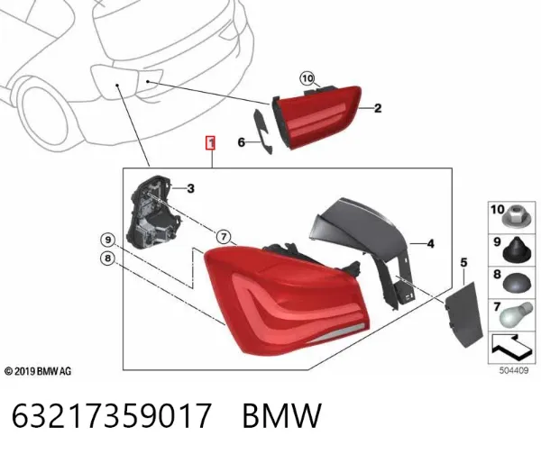 Piloto trasero exterior izquierdo 63217359017 BMW