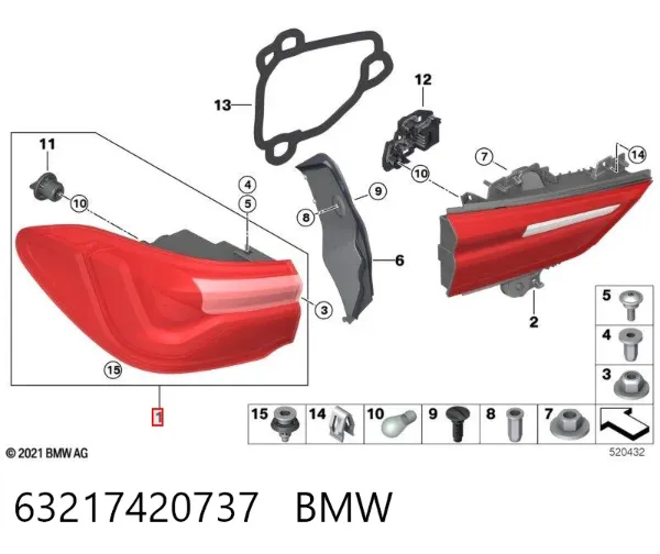 Piloto trasero exterior izquierdo 63217420737 BMW