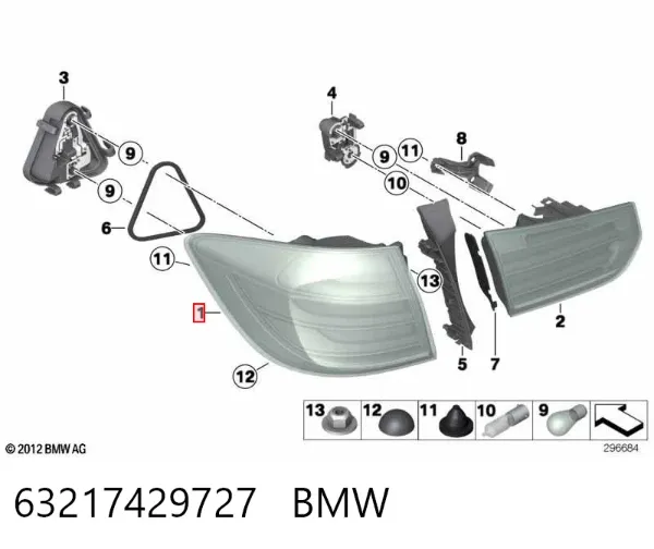 Piloto trasero izquierdo 63217429727 BMW
