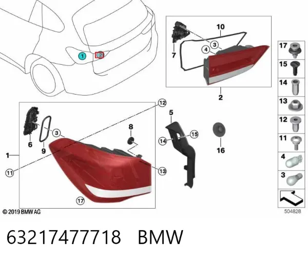 Piloto trasero interior derecho 63217477718 BMW