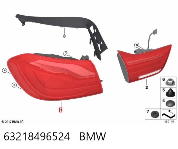 Piloto trasero exterior derecho 63218496524 BMW