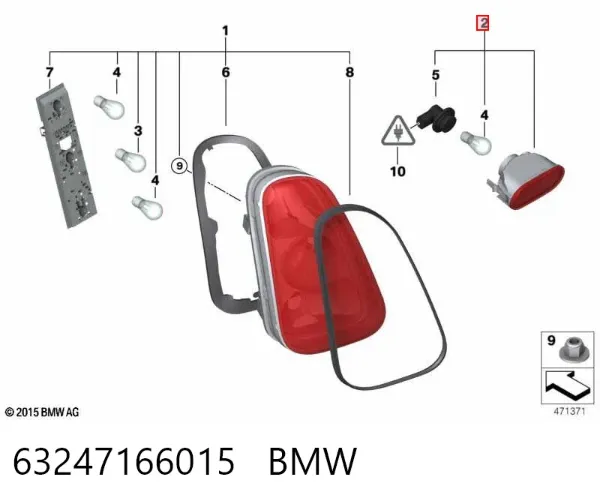 Luz antiniebla trasera 63247166015 BMW