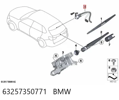 Boquilla del lavaparabrisas trasero BMW 63257350771