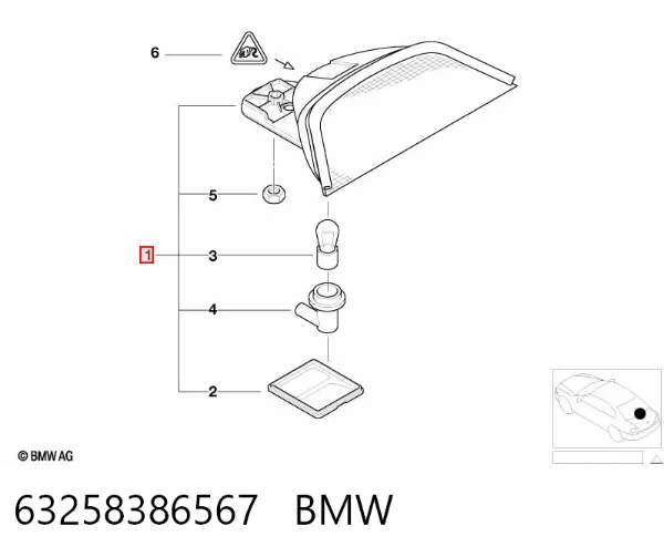 Tercera luz de freno 63258386567 BMW