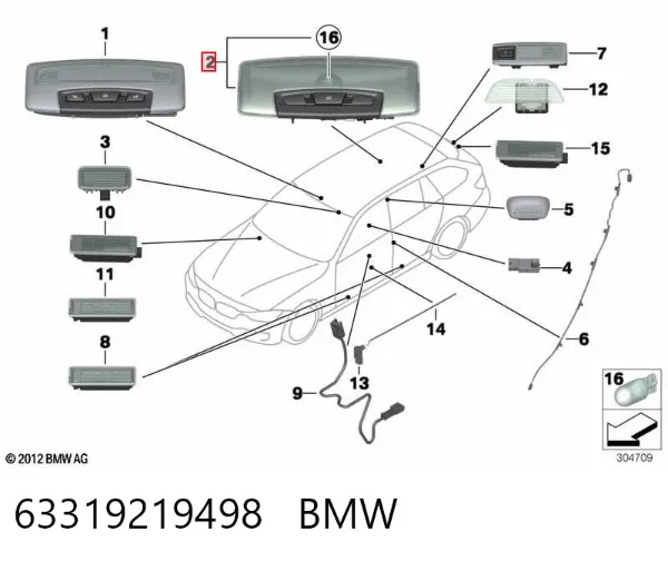 Luz interior trasera 63319219498 BMW