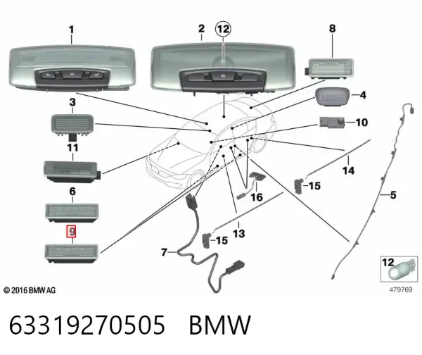 Lámpara de cortesía de puerta 63319270505 BMW