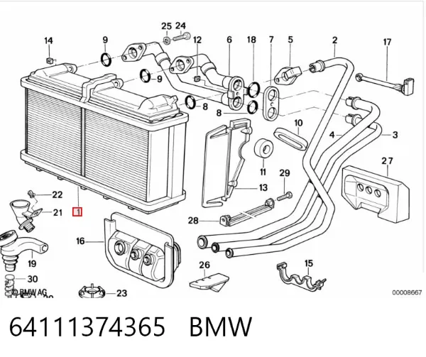 Radiador calefacción 64111374365 BMW