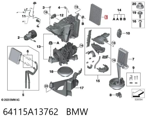 Filtro de habitáculo 64115A13762 BMW
